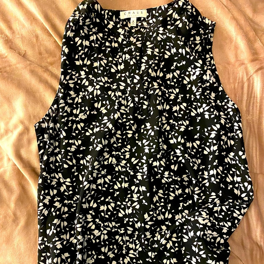 Black & White Patterned Sleeveless Top